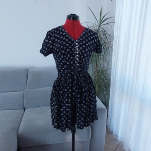 Vintage René Derhy Marine jumpsuit / jaren &#39;80 bloemenprint blauw en witte zomerromper