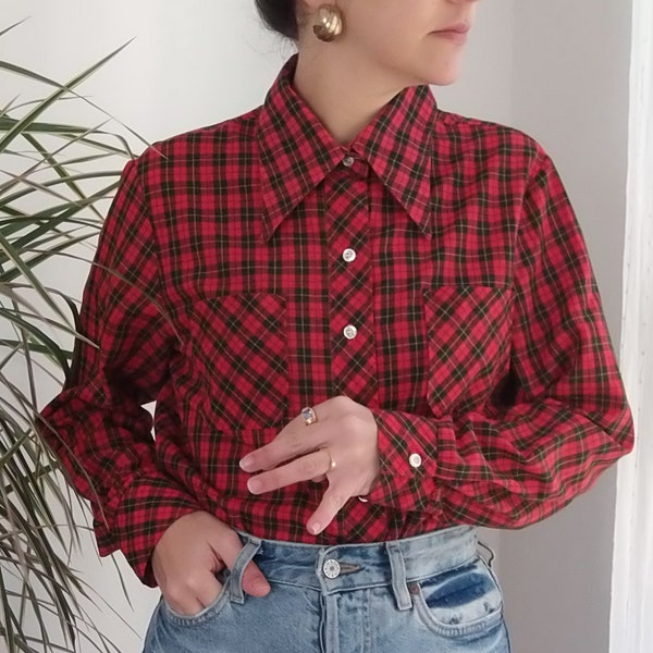 70s Big Collar Shirt - Etsy