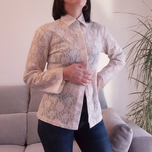 white lace vintage blouse♡ Treat ürself Vintage White Lace Blouse With Short Sleeves - Etsy