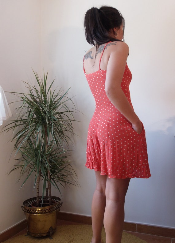 Vintage red romper with printed hearts / Red jump… - image 3