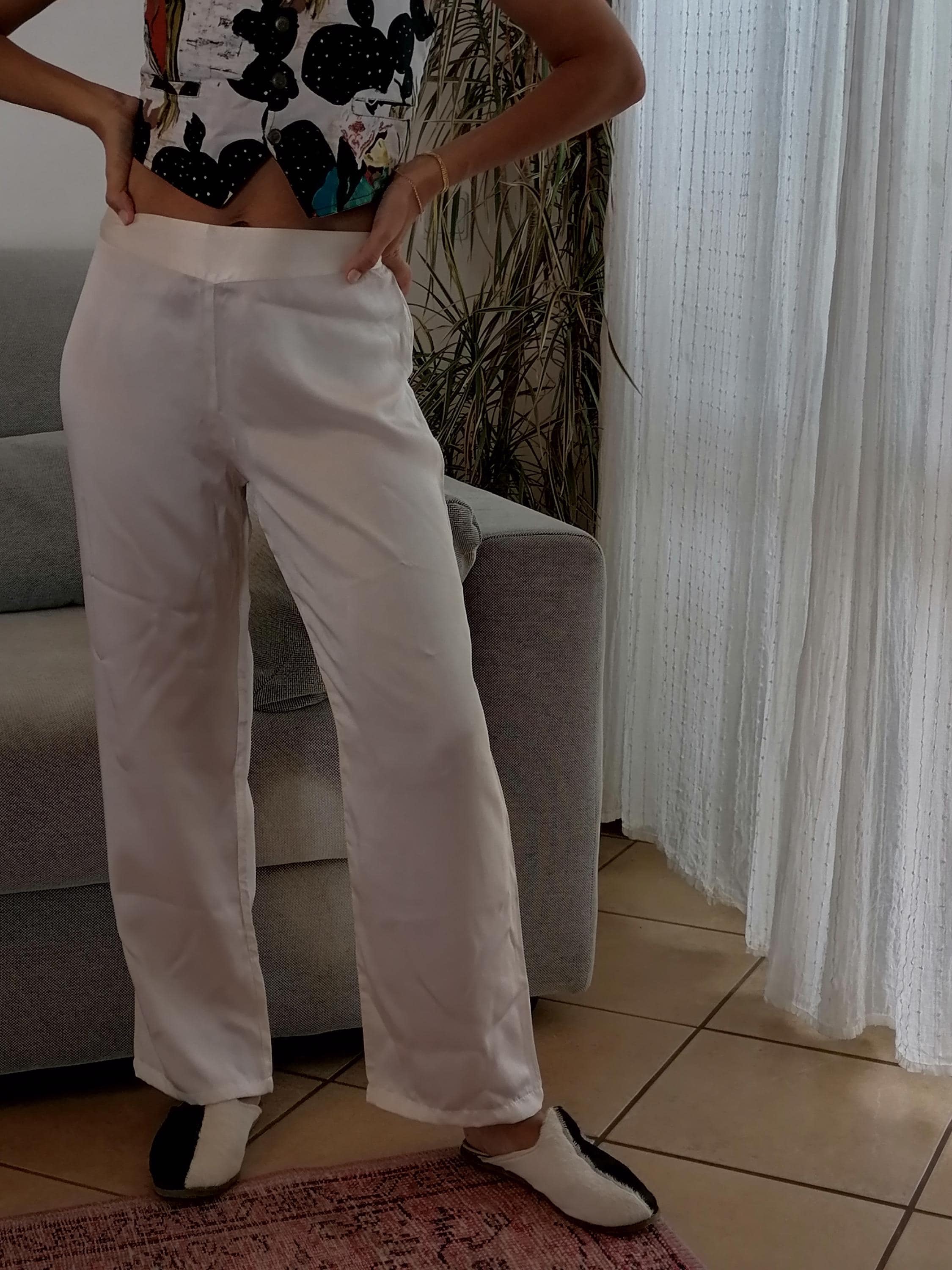 パンツ 80s 90s EURO linen 2-tuck trousers ivory パンツ 80s 90s EURO linen 2-tuck trousers ivory パンツ 80s 90s