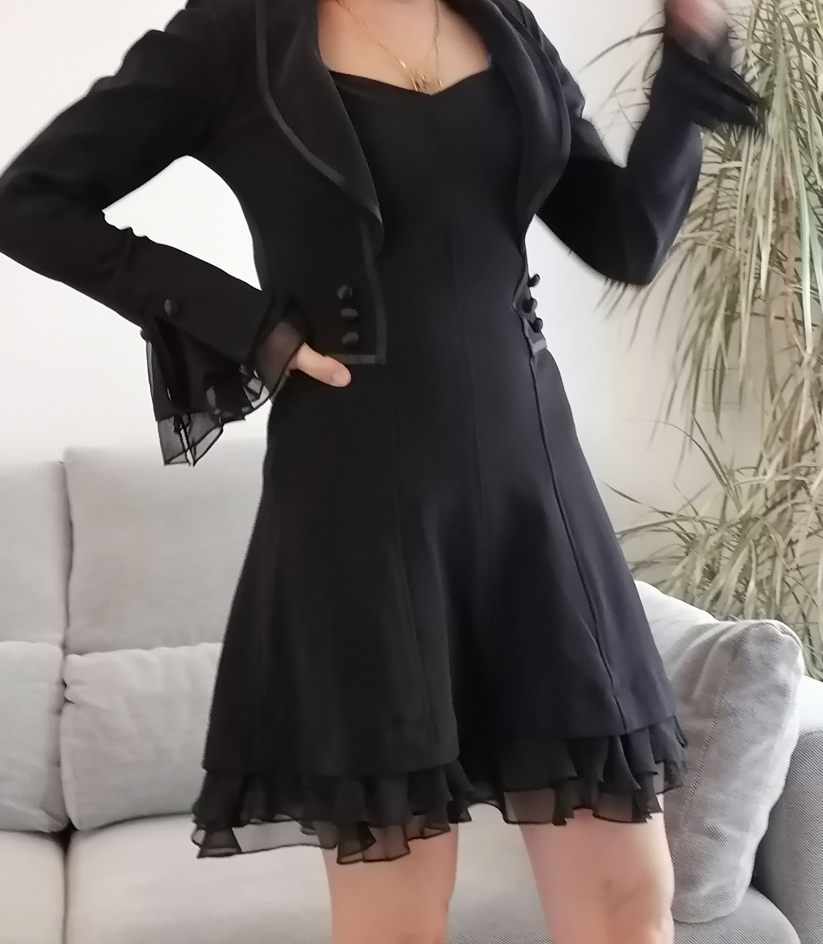 Vintage Cach Black Dress / 90's Long Sleeve Mini Dress by Cache Made in  USA - Etsy