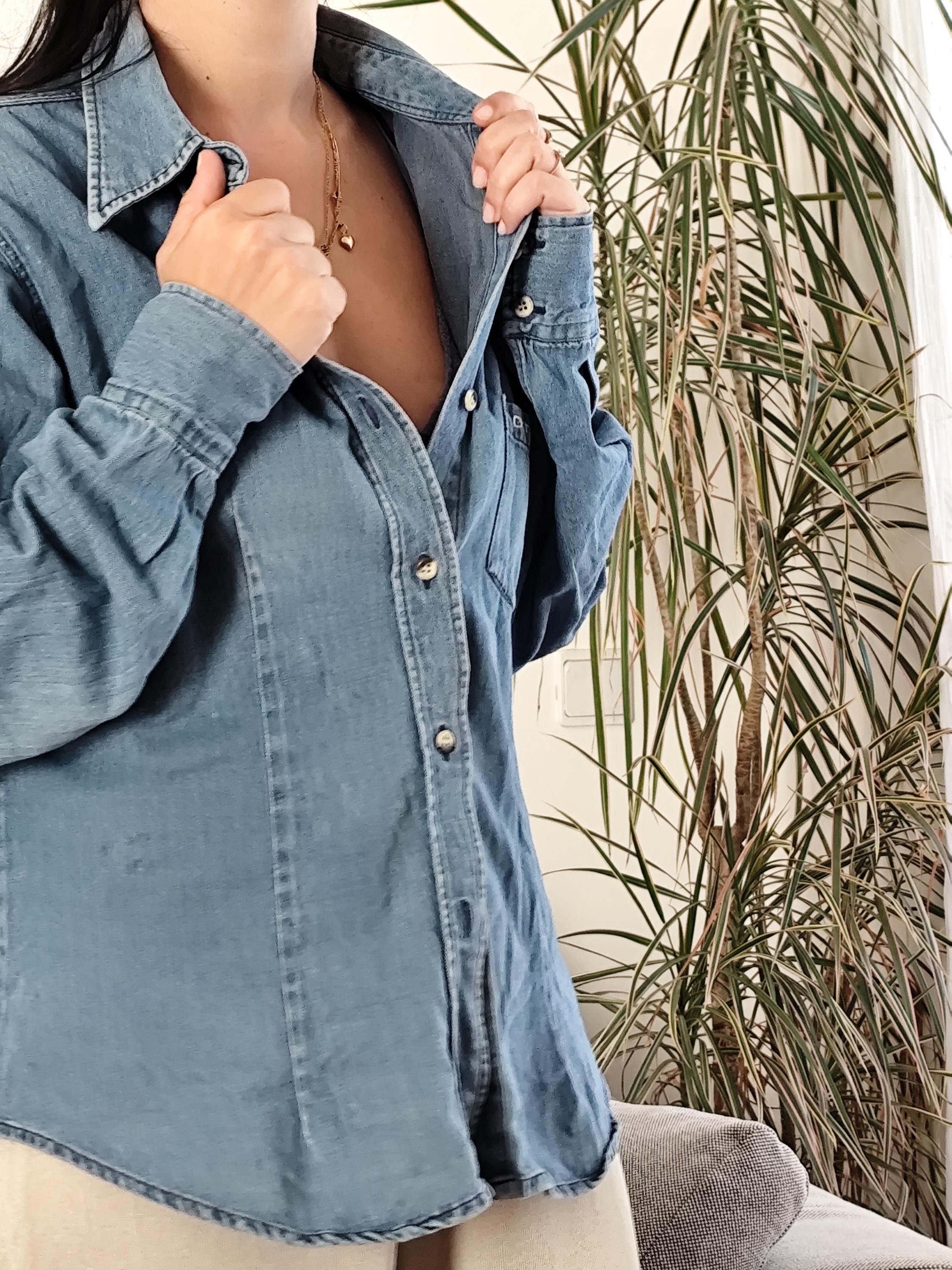 Vintage DKNY Denim Shirt: 90s Light Blue Jean Blouse, XL - Etsy Canada