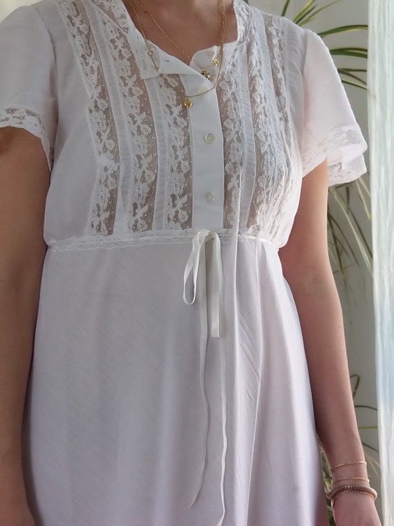 Vintage white maxi dress night gown / 80's bias c… - image 2