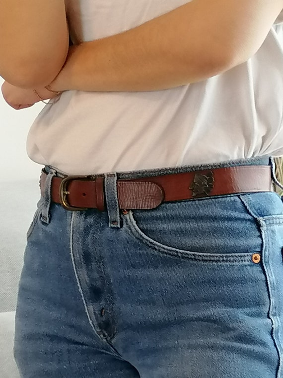 Vintage Isabelle leather brown belt 80s size S/M Vintage Isabelle leather brown belt 80s size S/M main image 3