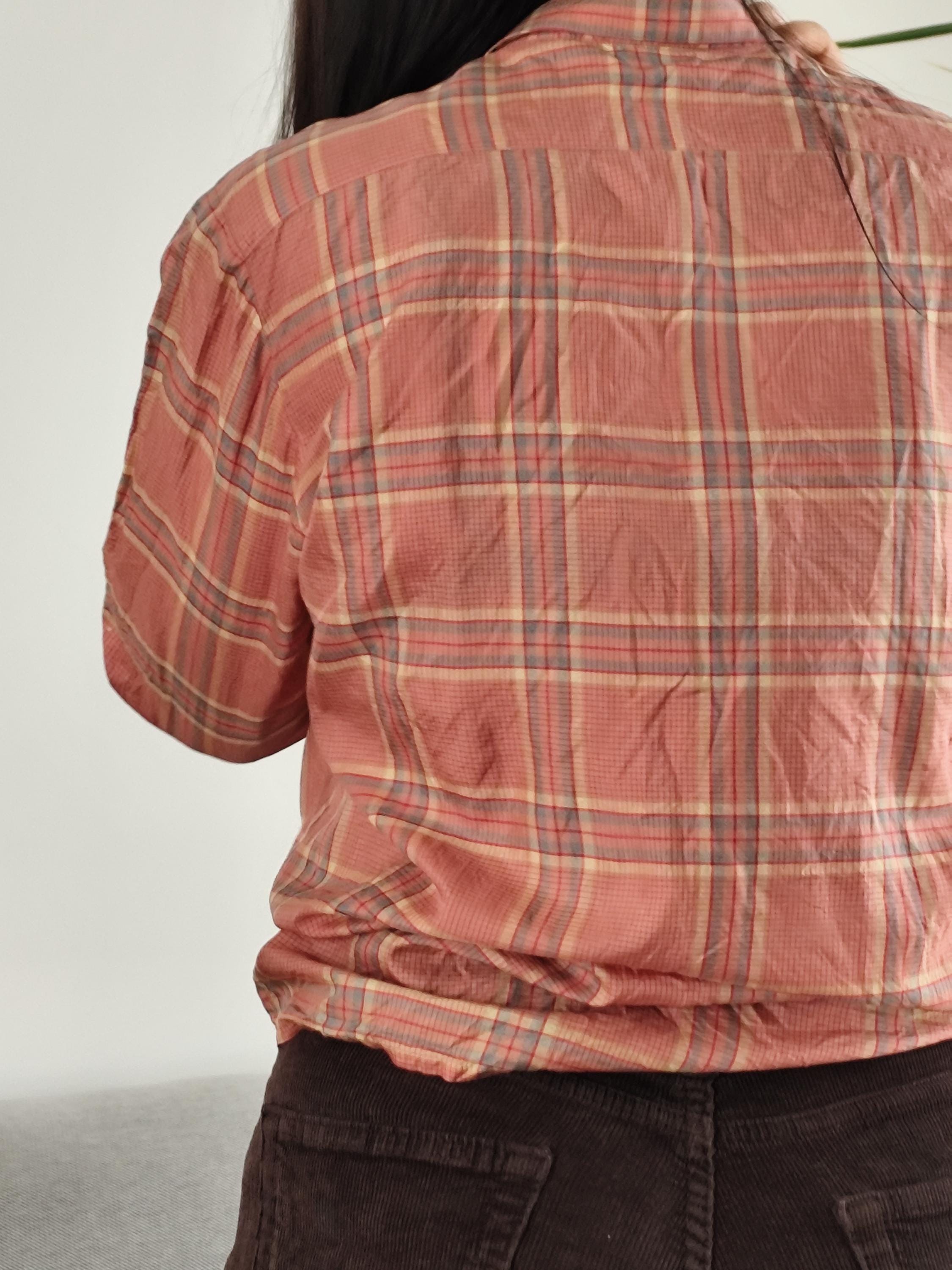 ヴィンテージ CACHAREL シルクチェックシャツ、80年代ピンクチェック 