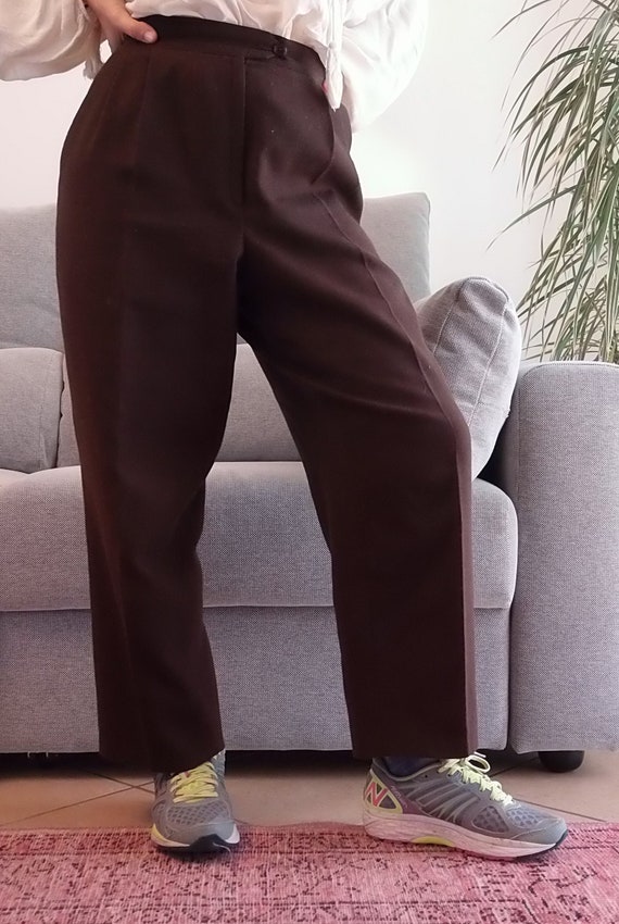 Vintage 100% Wool Brown Pants / 80's 