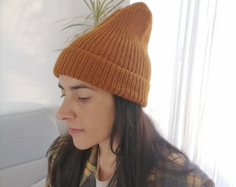 Winter Beanie, Double Knit, Unisex, Reversible Hat, Orange  display picture 2