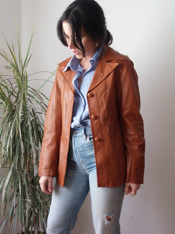 Vintage burnt orange leather jacket / 70's leather