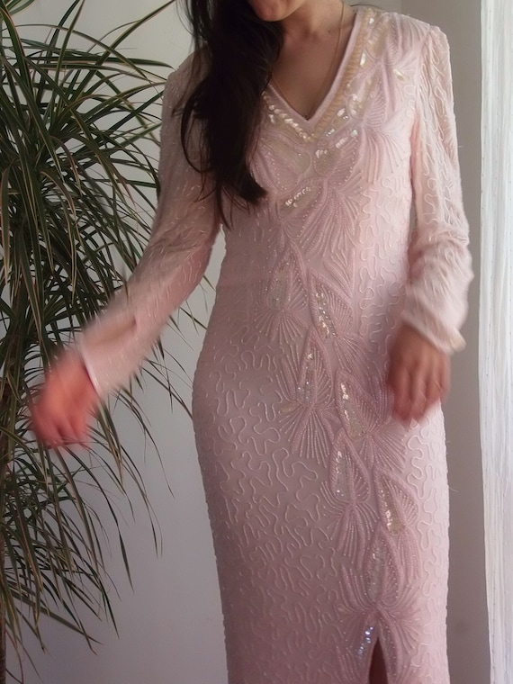 knee length dresses for ladies Sequin Backless Split Maxi Dress Strawberry / L main image 1
