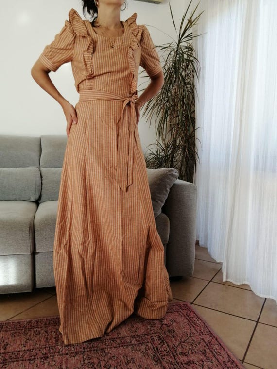 Vintage Prairie Maxi Dress / 70 