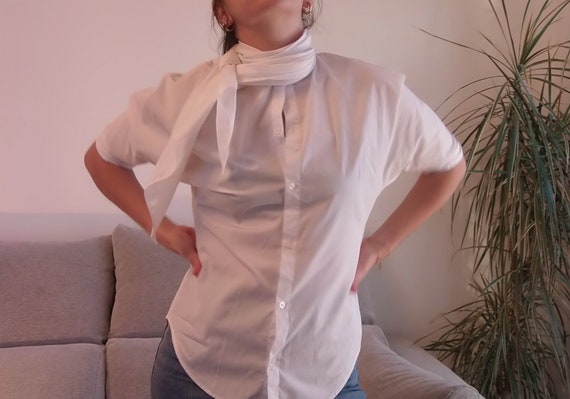 Vintage RALPH LAUREN pussy bow white shirt / 90's… - image 3