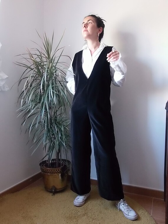 Handmade velvet brown jumpsuit / Vintage sleeveles