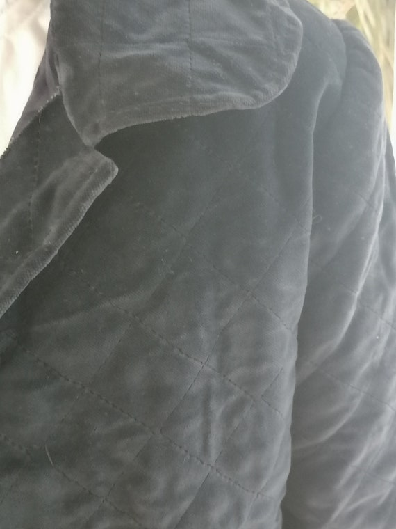 Vintage quilted navy velvet jacket / 80's cropped… - image 5