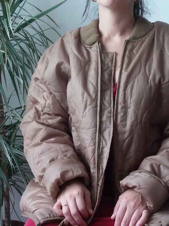 Army caramel brown liner Jacket surplus Vintage /