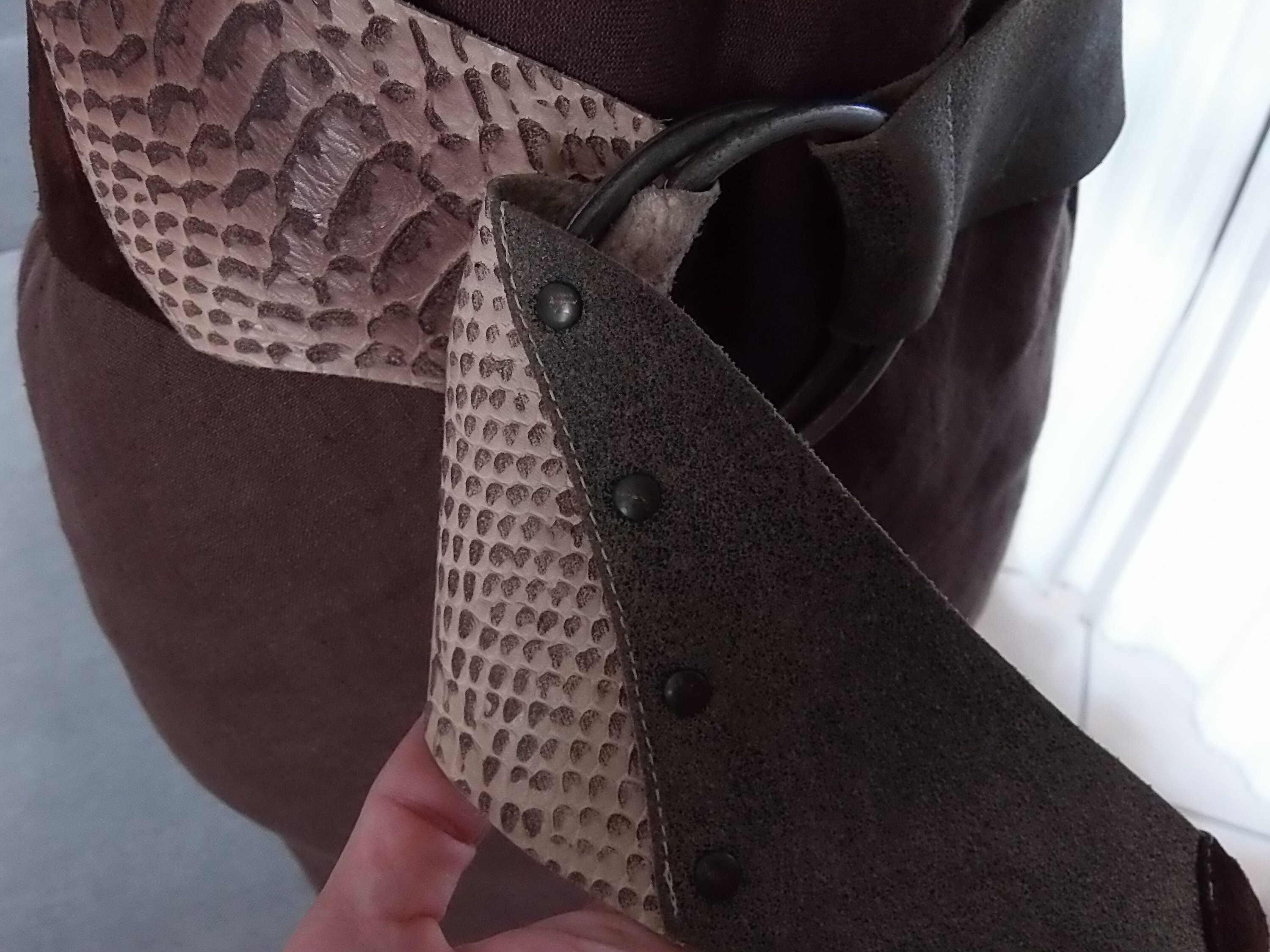 Vintage 90s Leather Patchwork Belt, Snake Print Accent - Etsy