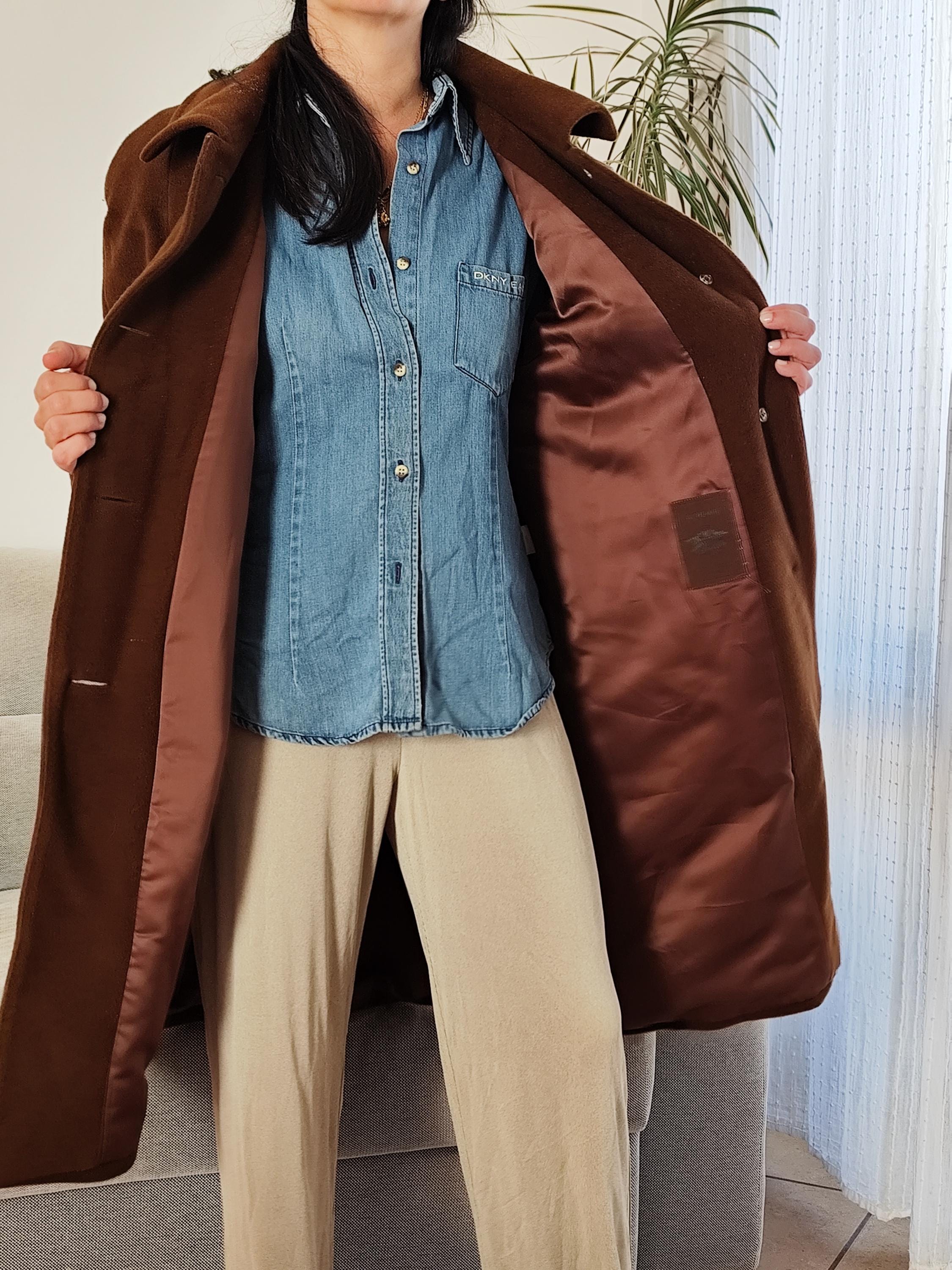 Vintage Cashmere and Wool Chocolate Brown Coat / 80