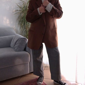 blazer camel classique en cachemire et laine vintage / veste manteau marron essentiel des années 90 image 3