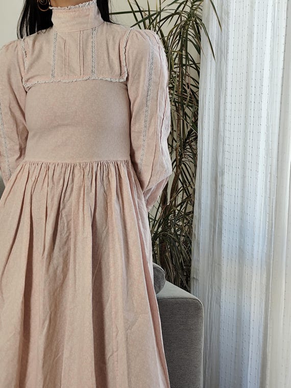 white christmas dresses 1970's Vintage Laura Ashley cotton prairie style maxi dress – Vintage Jungle main image 1