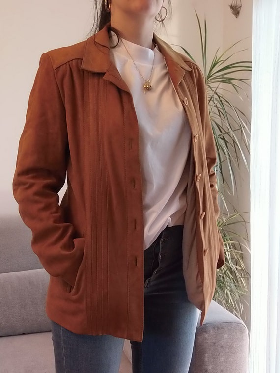 Vintage suede leather camel jacket / 90's caramel bro… Gem