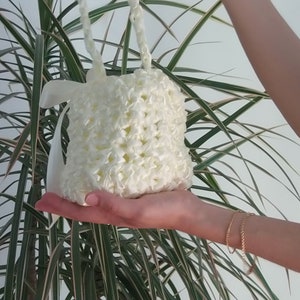 handmade satin ribbon handbag / Handmade pastel yellow small purse clutch