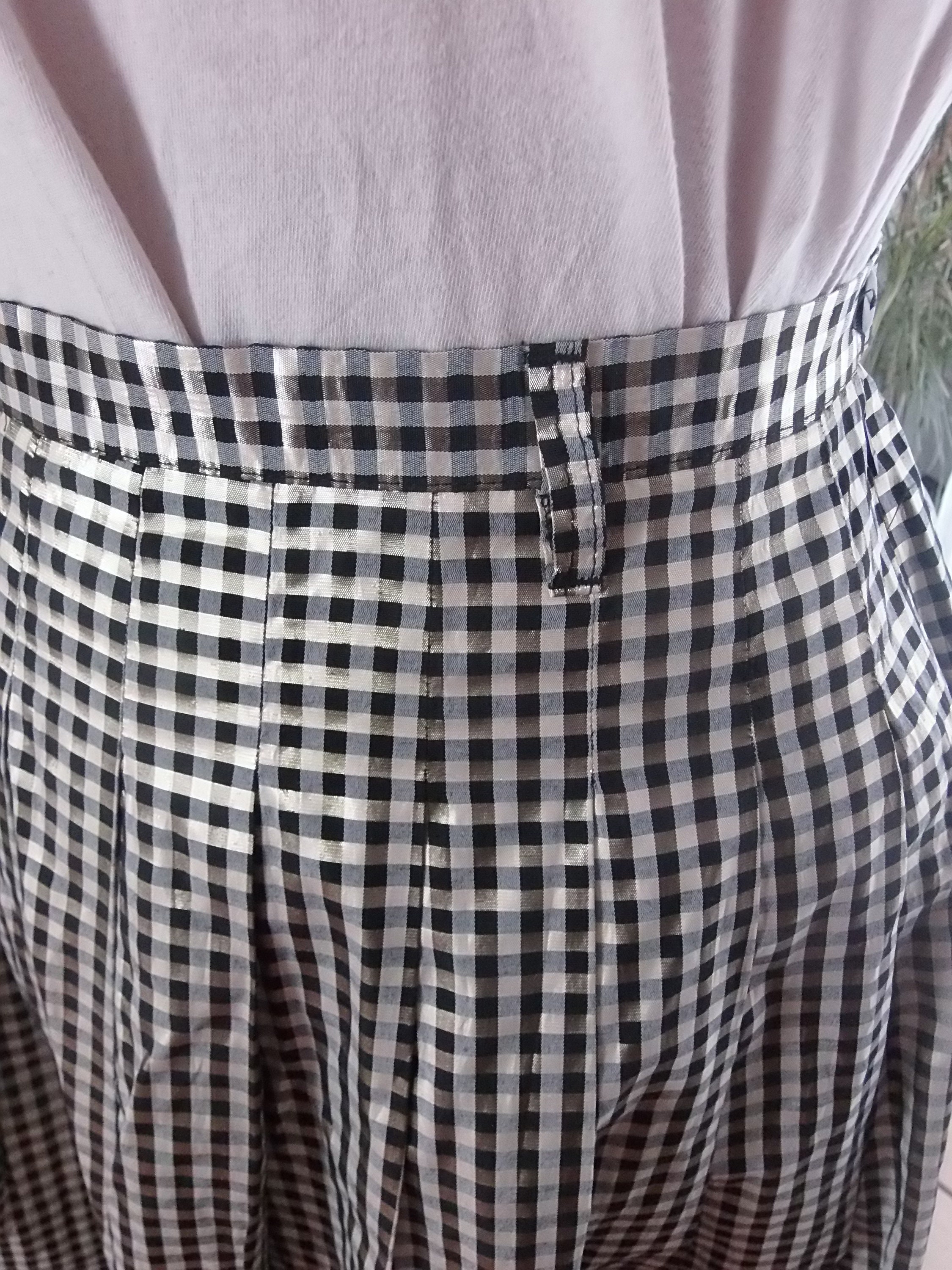 Vintage Check Golden and Black Maxi Skirt / 90's Gingham