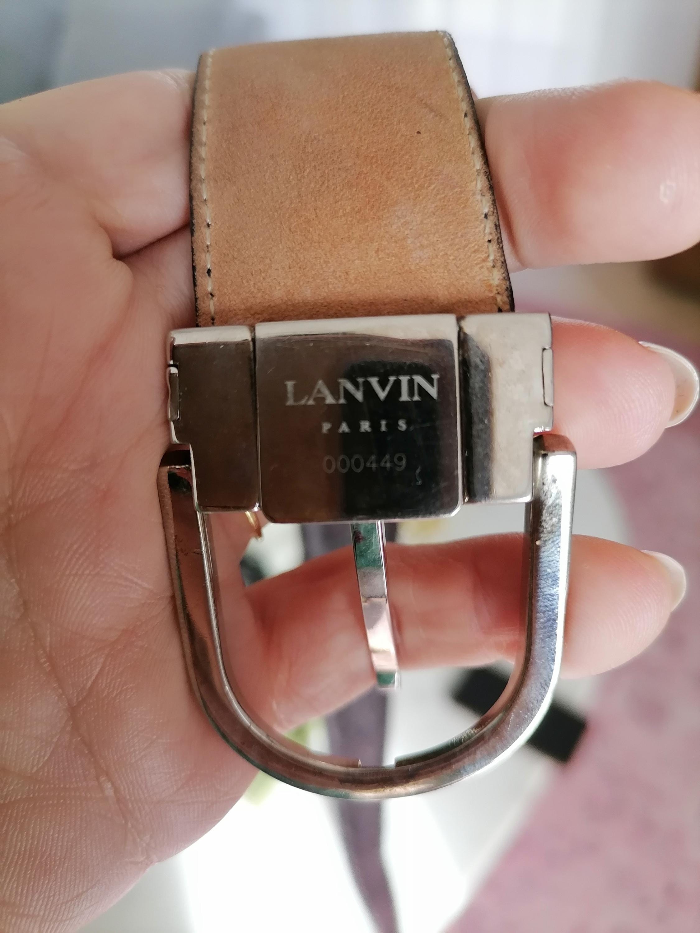 Vintage LANVIN Crocodile Leather Belt, Burgundy Brown, Made  display picture 3