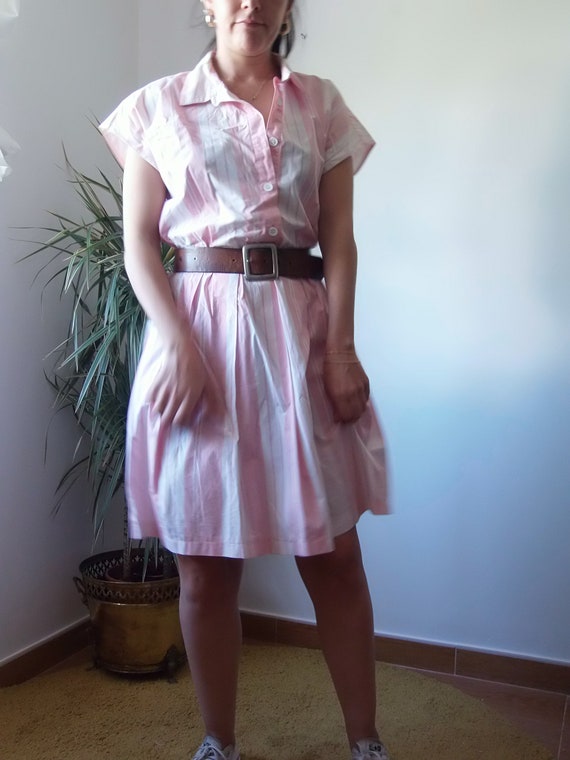50's pink dress / striped vintage pink dress / 50… - image 8