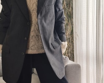 Vintage 90's Yves Saint Laurent YSL 100% Wool Gray Overcoat Jacket