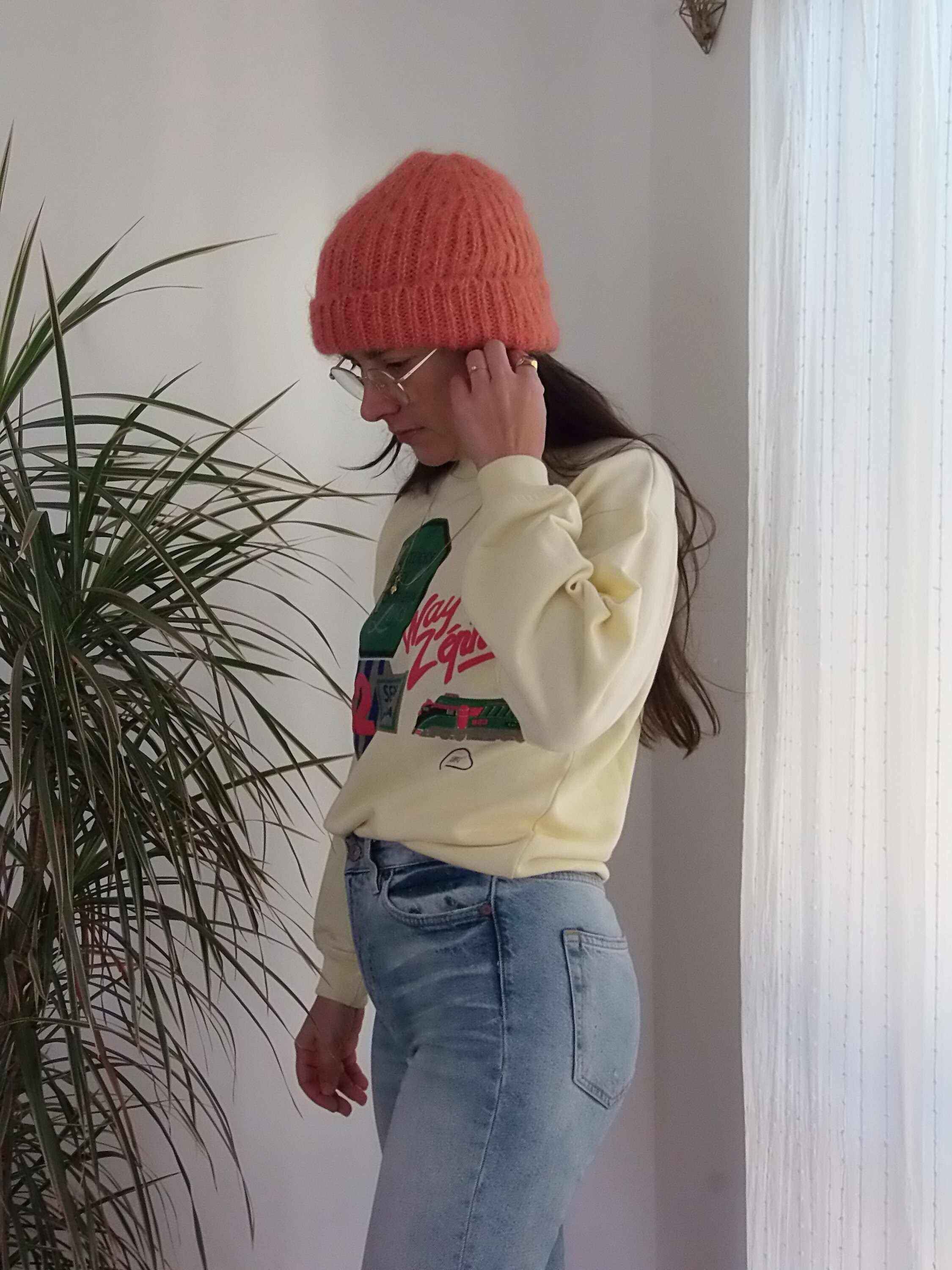 Vintage yellow sweatshirt / 90's pastel yellow swearshirt Etsy