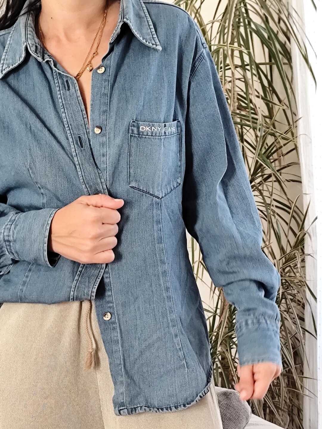 white christmas dresses Denim Mini Shift Dress | Shirt Dress main image 1