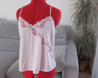 Vintage 90s Lace Lingerie Top, Satin Slip (L/XL)