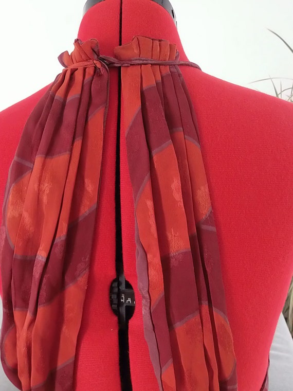 Vintage silk summer Indian dress / 00's deep red … - image 10