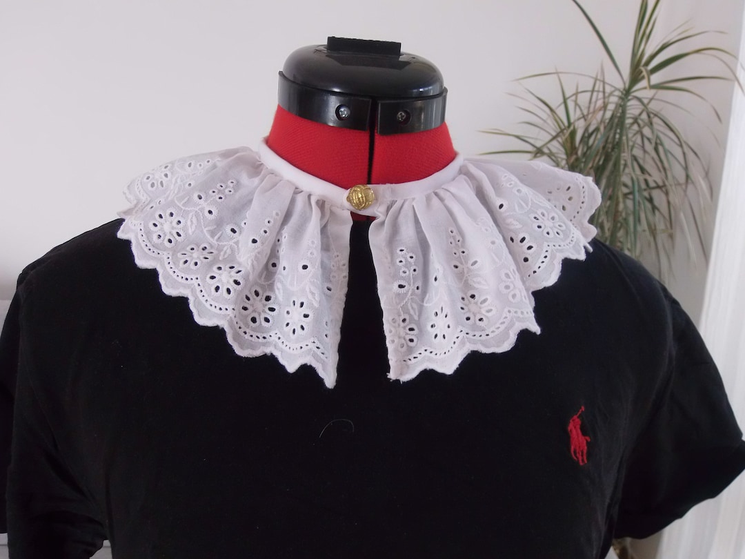 Handmade Detachable Eyelet Collar - White Embroidered Round Collar - Etsy