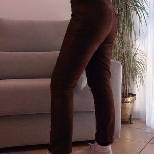 Vintage 100% leather brown pants / 90's high rise chocolate brown suede trousers image 7