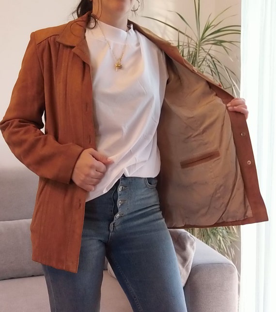 Vintage suede leather camel jacket / 90's caramel bro… Gem