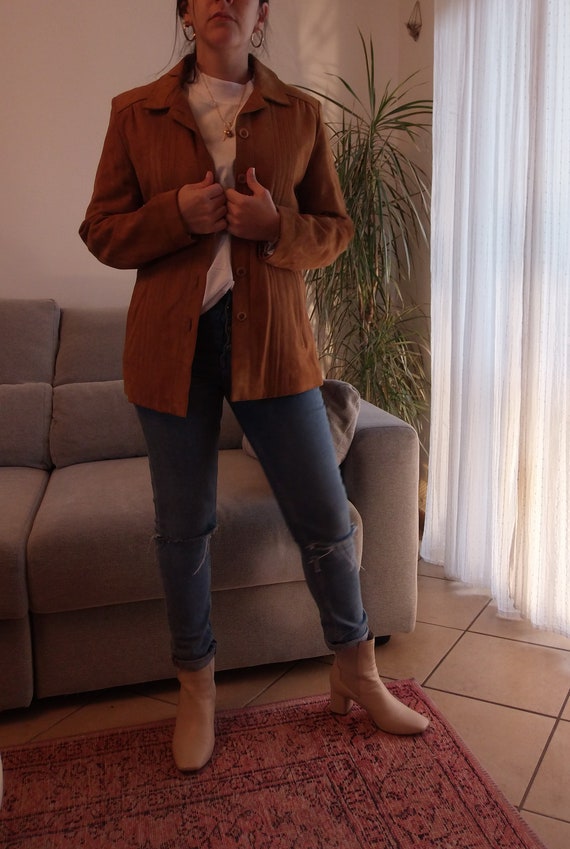 Vintage suede leather camel jacket / 90's caramel bro… Gem