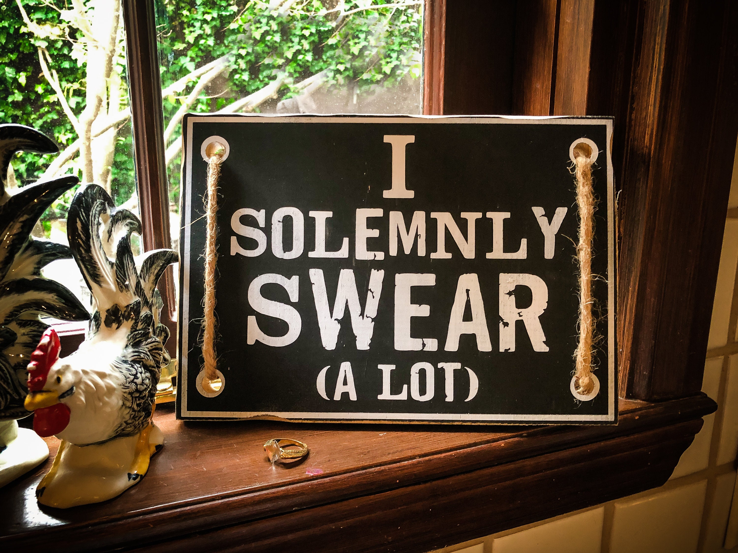I Solemnly Swear...A Lot Hand Painted Rustic Art Sign Etsy