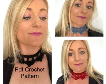 Easy Quick Crochet choker pattern, necklace neckpiece pdf modern, lace crochet pattern for women, wedding patterns knit beginner quick diy
