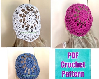 Crochet summer beret pattern, mandala hat pattern, women summer cotton crochet pattern pdf, modern easy quick crochet, beginner crochet