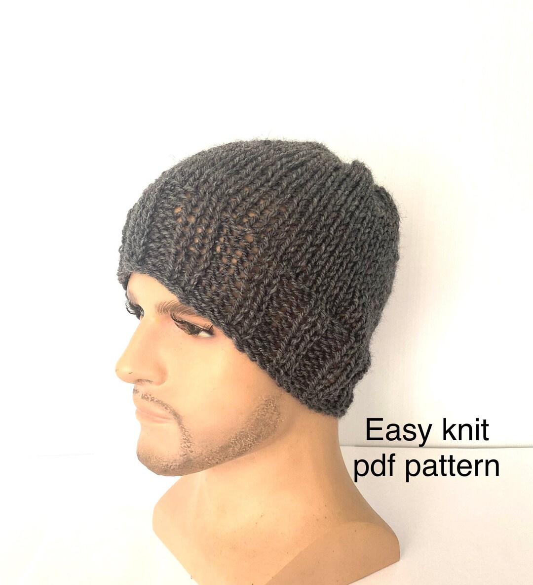 Easy Knit Beanie Hat Pattern, Pdf Beginner Hat, Knit Pattern Diy, Hat ...