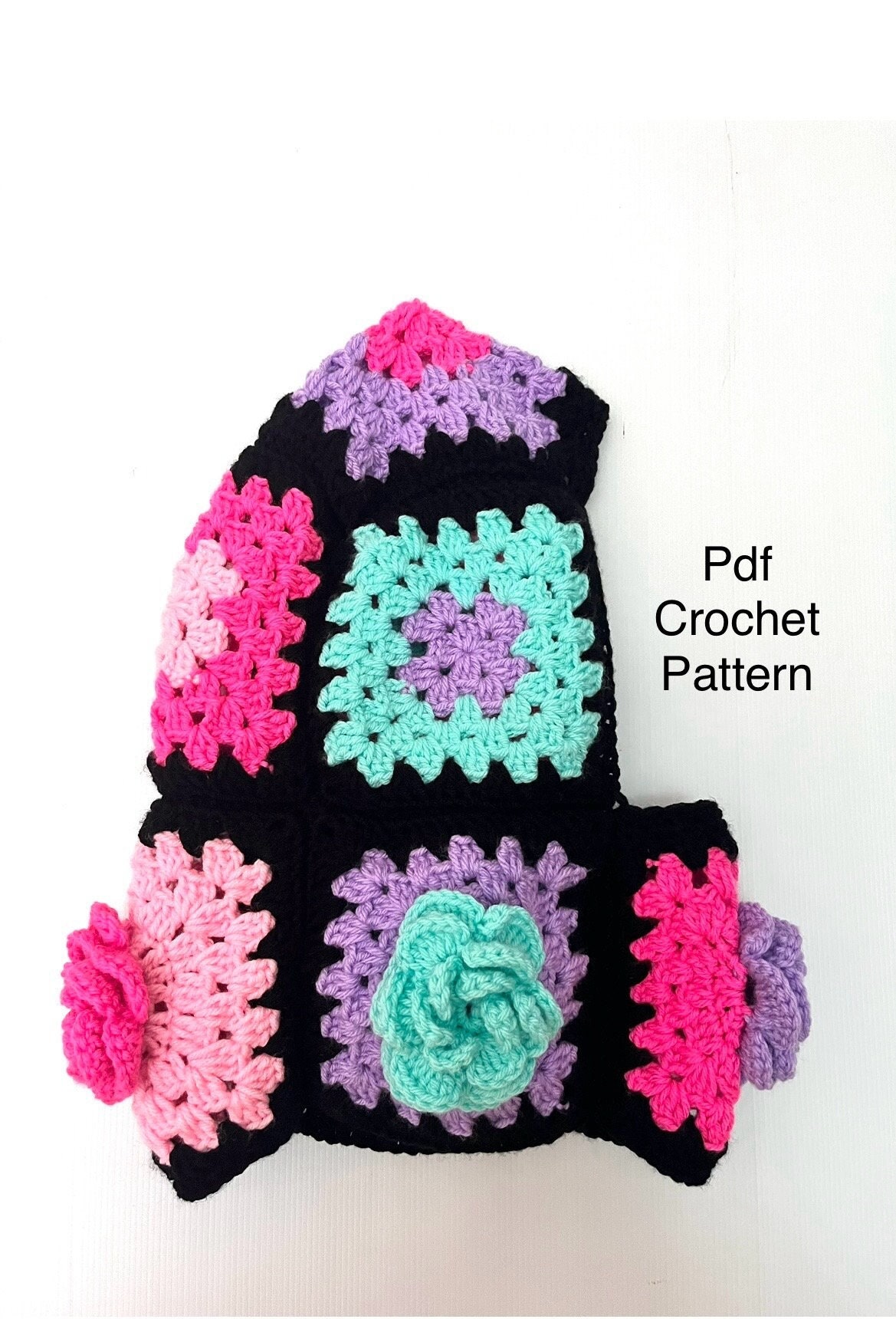Lady Rose Hood, Crochet BALACLAVA Pattern , Hood pdf written pattern , Crochet ski mask, Granny Square Balaclava pattern , Irish roses hood