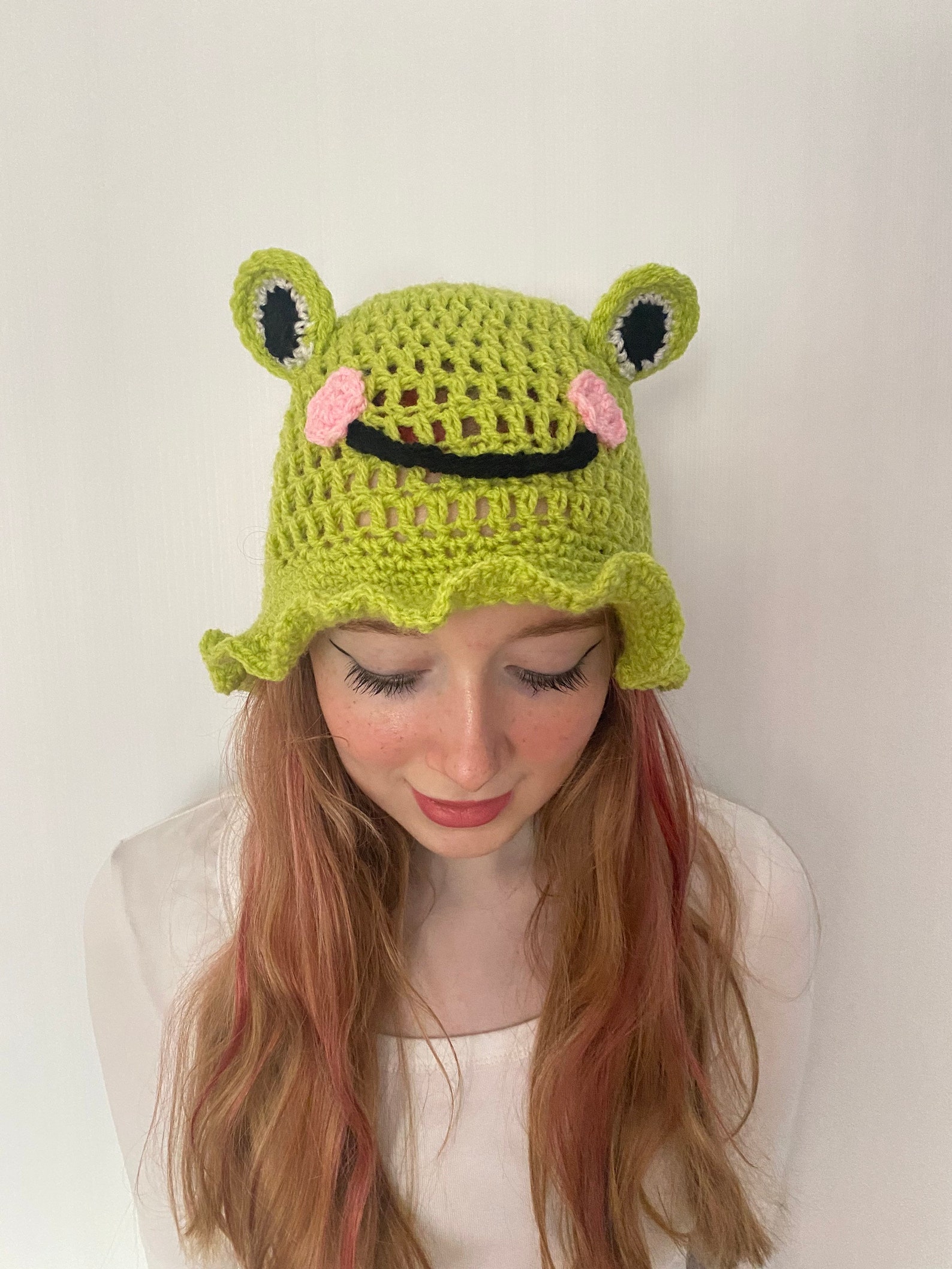 Frog Bucket Hat Patten US Terms Froggy Pattern Cloche Fun Hat - Etsy