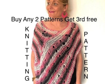 Summer knitting pattern, poncho knitting pattern, pdf instant download, easy beginner knitting quick, cape wrap knit diy pattern knit Irish