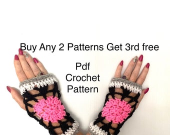 Easy Quick Mittens Crochet pattern, granny square gloves pdf modern, lace crochet pattern for women beginner diy, crochet gifts mesh web mit