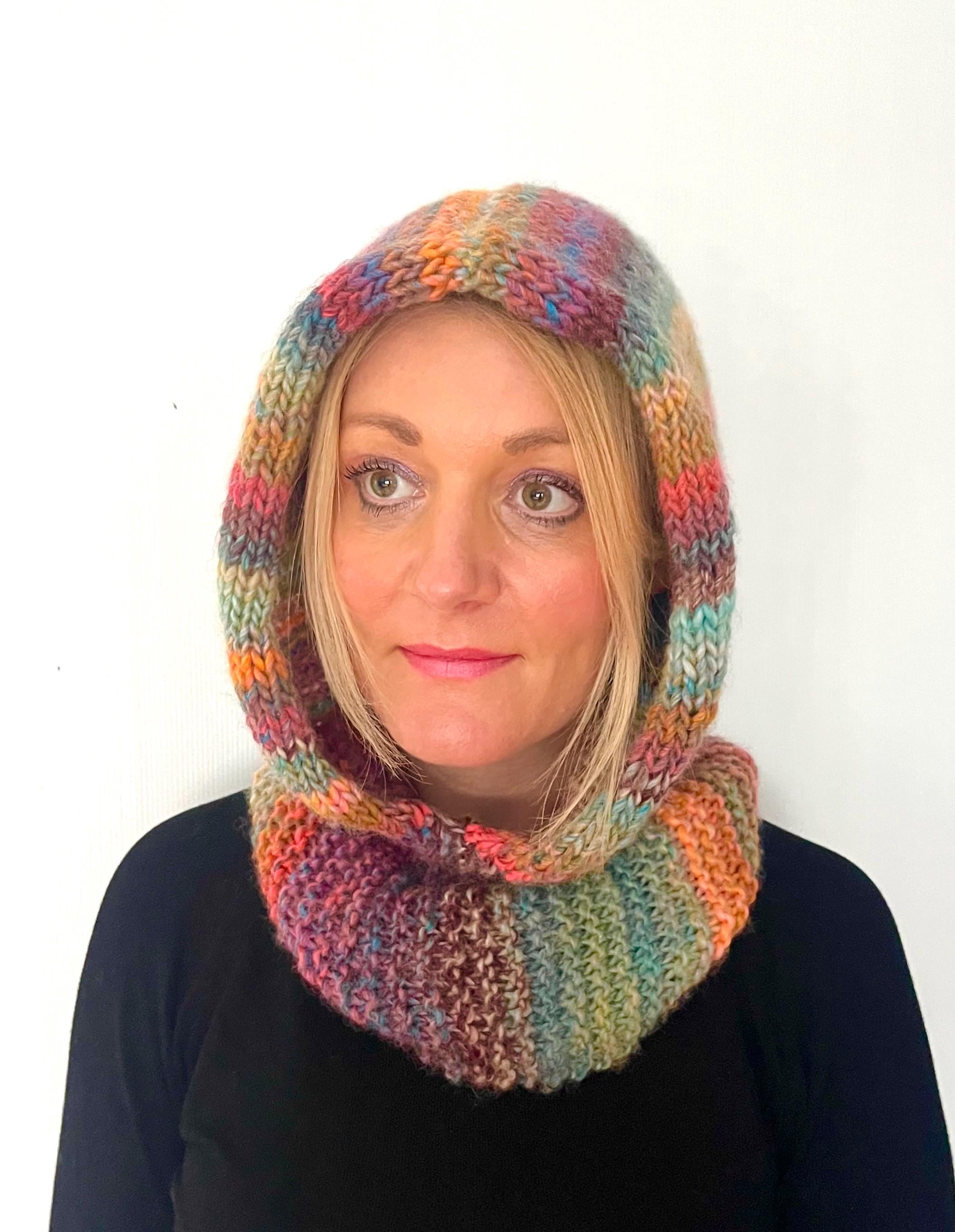 Hooded Cowl Knitting Pattern, Hood Scarf Pattern, Easy Knitting Pattern ...