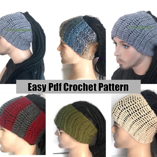 Pdf Men Easy Beginner dread Crochet headband pattern, pattern, unisex hippy crochet pattern, dread headband pattern, headbands diy, crochet