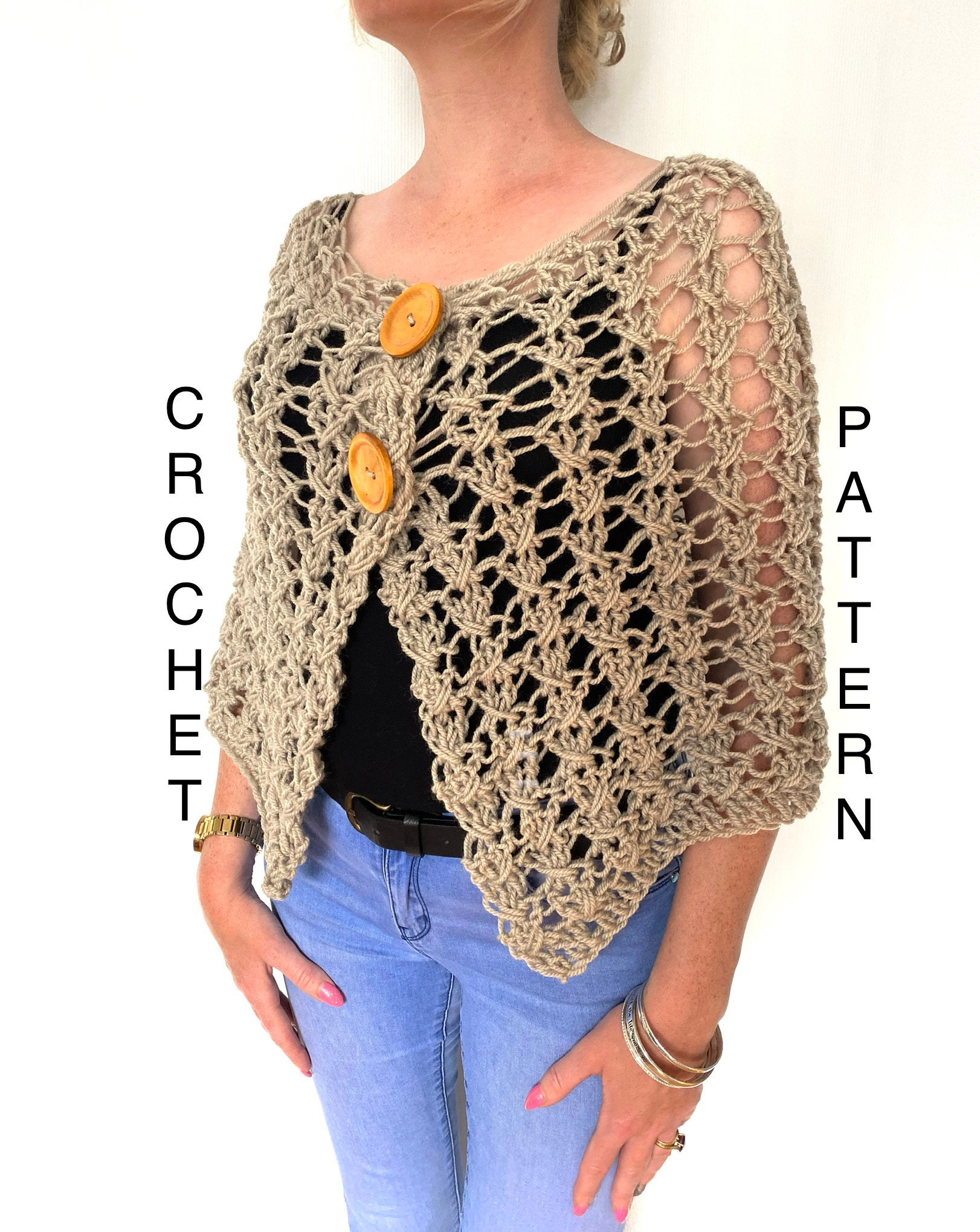5+ Crochet Cape Pattern US Terms Crochet Cape Pattern for Women Pdf Pattern Modern - Etsy