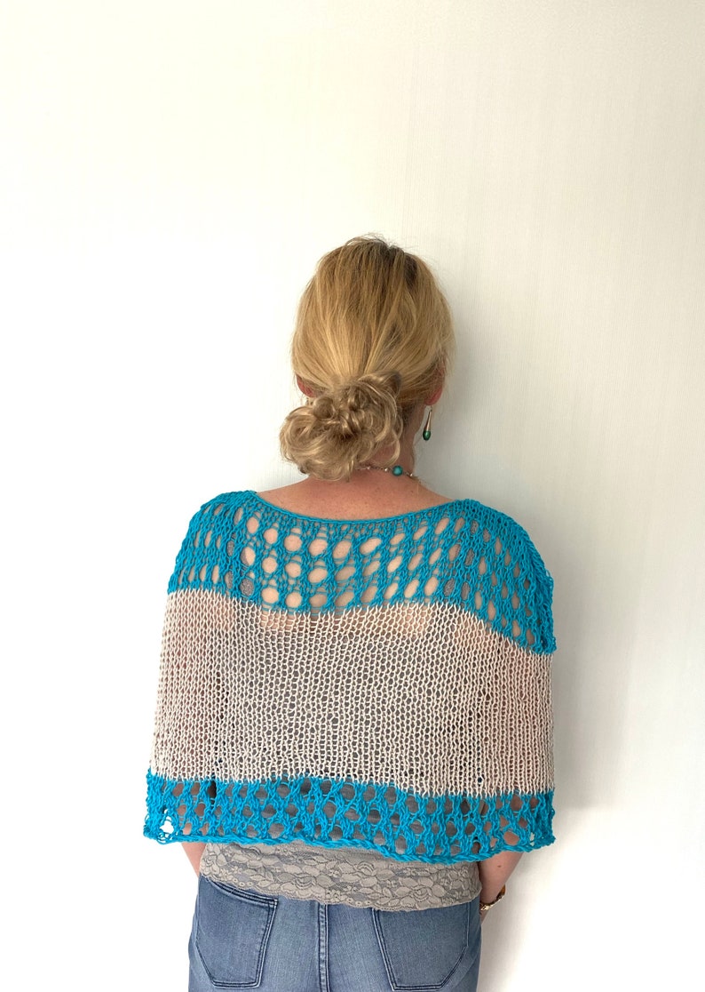 Cotton knitting poncho pattern, lace cape for women, beginner knitting, easy quick knits, knitted clothes diy, pdf lace pattern, shawl knit image 6