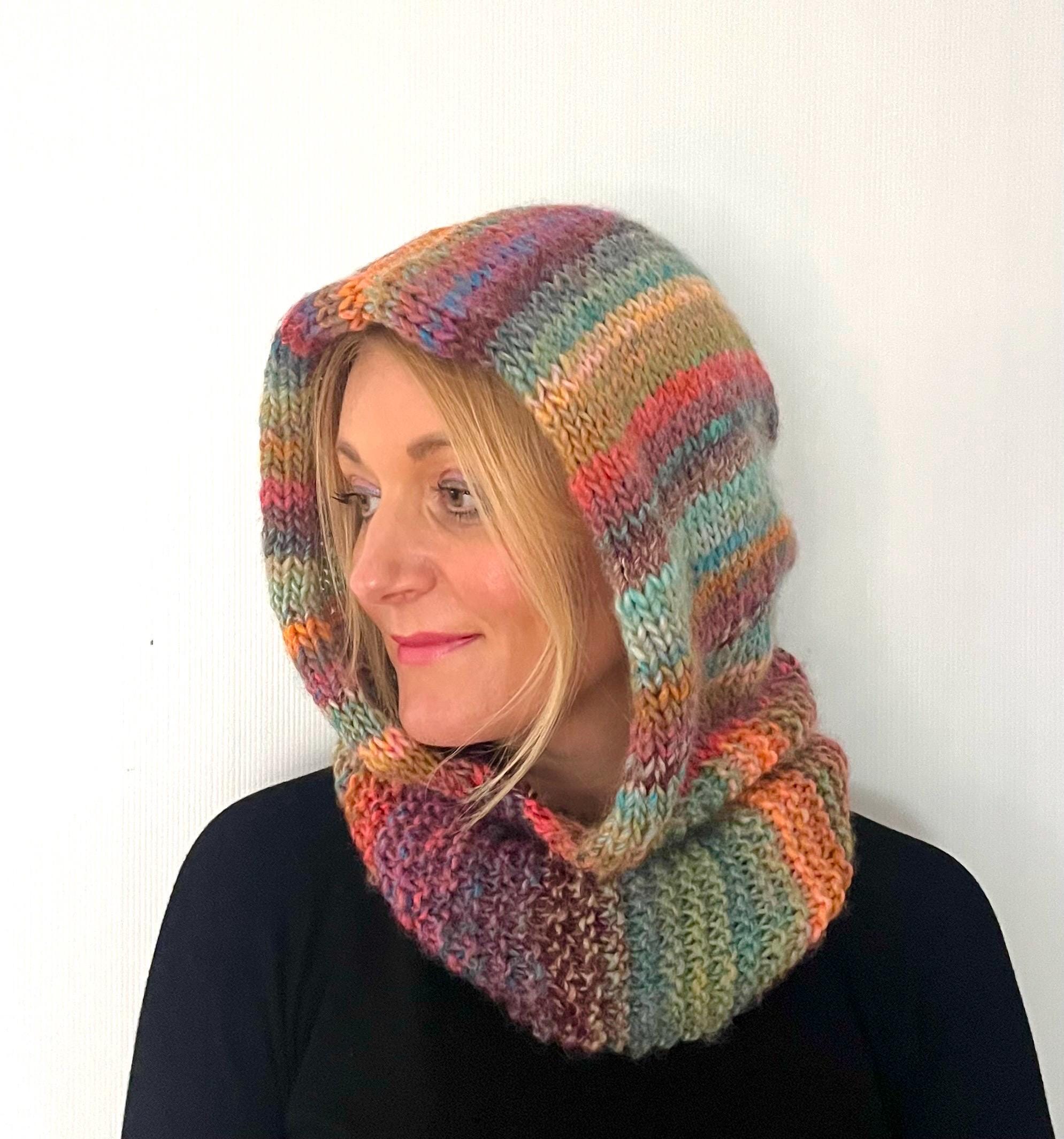 Hooded Cowl Knitting Pattern, Hood Scarf Pattern, Easy Knitting Pattern ...